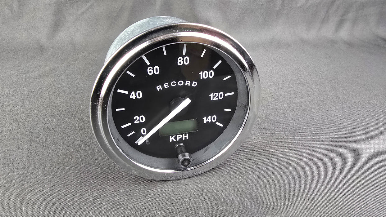 0-140 KPH Speedometer - Chrome Bezel - R175-12/24-C