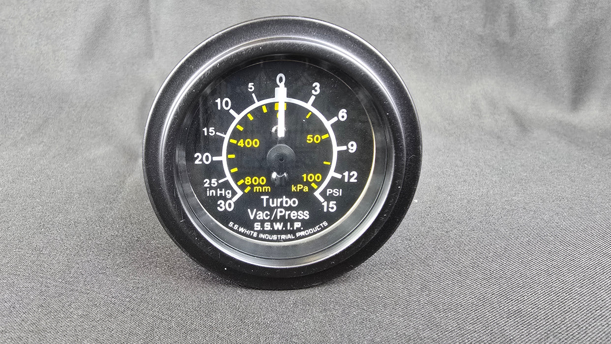 2 Inch Mechanical Turbo/Vacuum Pressure Gauge - 30inHg - 15PSI - HG117