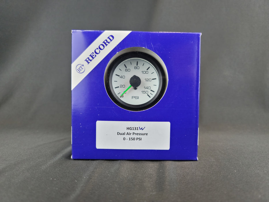 RECORD 2 Inch Air Pressure Gauge -  DUAL -  0-150 psi - HG131W